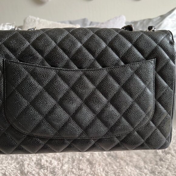 Authentic Chanel Classic Caviar Jumbo Flap Bag in SHW - $11,700 Retail - Picture 8 of 16